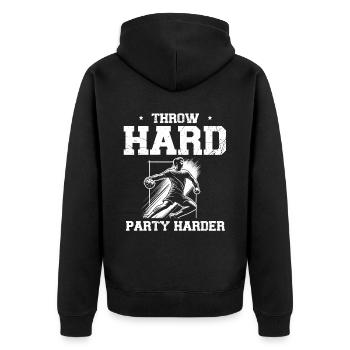 Throw Hard Party Harder Handball Sports Athlete - Unisex Premium Organic Zip Hoodie - black - Back - Nico (187cm)