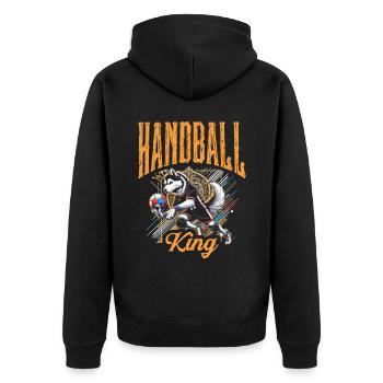 Handball King Sports Athlete - Unisex Premium Organic Zip Hoodie - black - Back - Nico (187cm)
