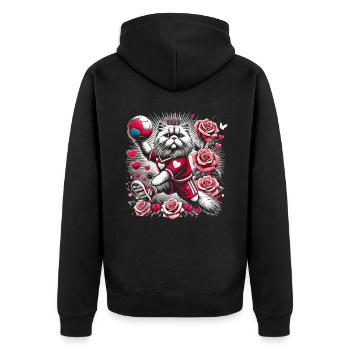 Valentine Theme Handball Sports Athlete - Unisex Premium Organic Zip Hoodie - black - Back - Nico (187cm)