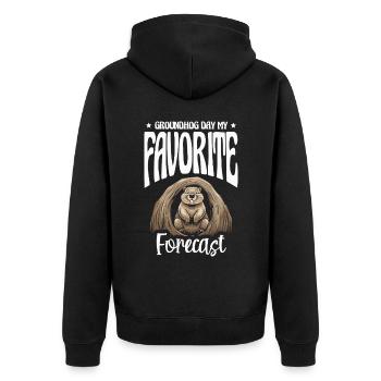 Groundhog Day My Favorite Forecast Cute Animal - Unisex Premium Organic Zip Hoodie - black - Back - Nico (187cm)