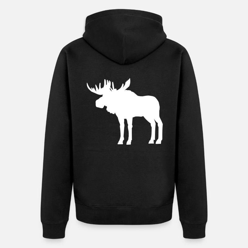 Elch Silhouette - Unisex Premium Bio Zip Hoodie - Schwarz