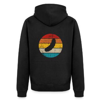 Gurke Gewürzgurke Retro Geschenk - Unisex Premium Bio Zip Hoodie - Schwarz - Hinten - Nico (187cm)
