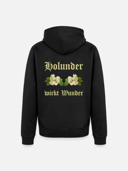 holunder wirkt wunder - Unisex Premium Bio Zip Hoodie - Schwarz