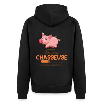 chasseur bientôt chasseuse chasseuses en cours - Veste à capuche bio Premium Unisexe - noir - Dos - Nico (187cm)
