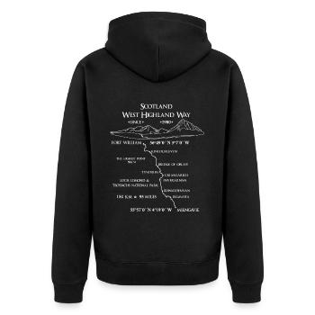 Scotland West Highland Way, Berglandschaft, weiss - Unisex Premium Bio Zip Hoodie - Schwarz - Hinten - Nico (187cm)