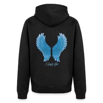 Angels Club - blau - Unisex Premium Bio Zip Hoodie - Schwarz - Hinten - Nico (187cm)