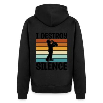 Saxophon witzig - Unisex Premium Bio Zip Hoodie - Schwarz - Hinten - Nico (187cm)