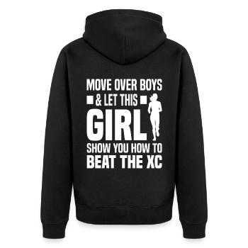 Crosslauf | Cross Country Läufer Berglauf Geschenk - Unisex Premium Bio Zip Hoodie - Schwarz - Hinten - Nico (187cm)