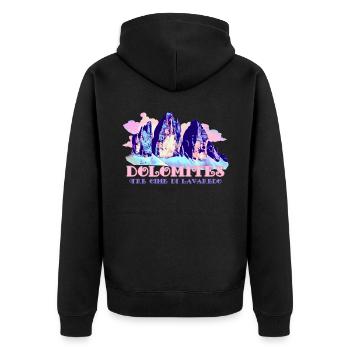 Dolomites Tre Cime di Lavaredo Three Peaks Hiking - Unisex Premium Organic Zip Hoodie - black - Back - Nico (187cm)