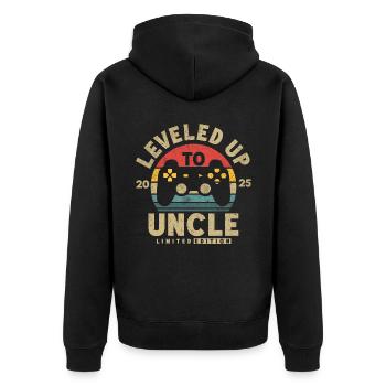 Ascended to Uncle 2025 - Unisex Premium Organic Zip Hoodie - black - Back - Nico (187cm)