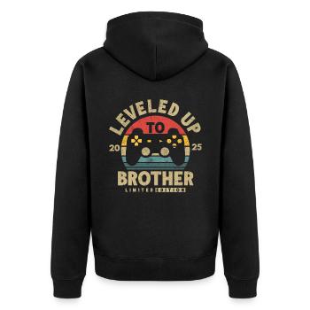 Promoted to Brother 2025 - Unisex Premium Organic Zip Hoodie - black - Back - Nico (187cm)