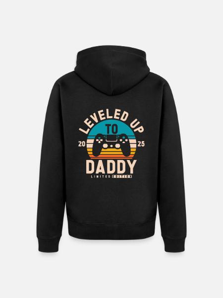 Promoted to Papa 2025 - Unisex Premium Organic Zip Hoodie - black