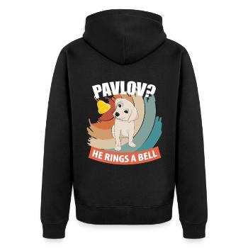 Pavlov - Er läutet eine Glocke - Funny Psychology - Unisex Premium Bio Zip Hoodie - Schwarz - Hinten - Nico (187cm)