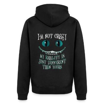Je ne suis pas fou Ma réalité est juste différente - Veste à capuche bio Premium Unisexe - noir - Dos - Nico (187cm)