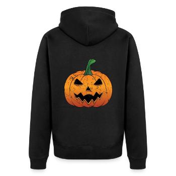 Pumpkin Jack-O-Lantern Halloween Spooky Season - Unisex Premium Organic Zip Hoodie - black - Back - Nico (187cm)
