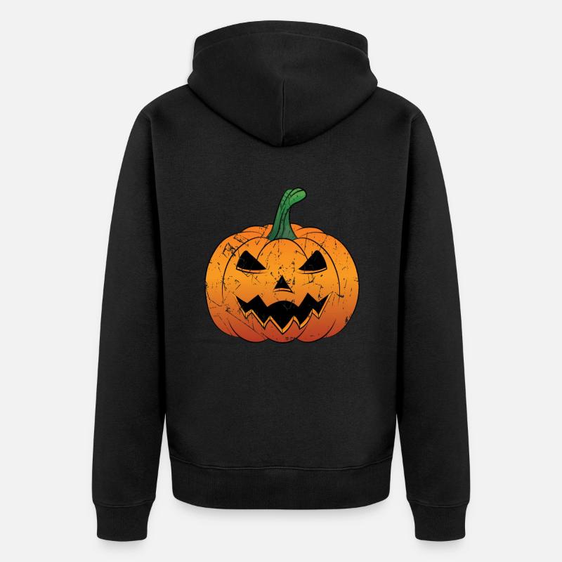 Citrouille Jack-O-Lantern Halloween Spooky Season - Veste à capuche bio Premium Unisexe - noir