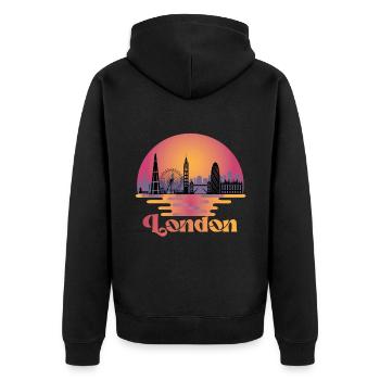 London Skyline Vereinigtes Königreich Reisen - Unisex Premium Bio Zip Hoodie - Schwarz - Hinten - Nico (187cm)