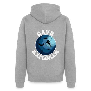 Höhlenforscher - Höhlenforscher Höhlenforschung Höhlen - Unisex Premium Bio Zip Hoodie - Grau meliert - Hinten - Nico (187cm)
