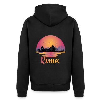 Roma Italia - Rome Skyline - Italie Voyage - Veste à capuche bio Premium Unisexe - noir - Dos - Nico (187cm)
