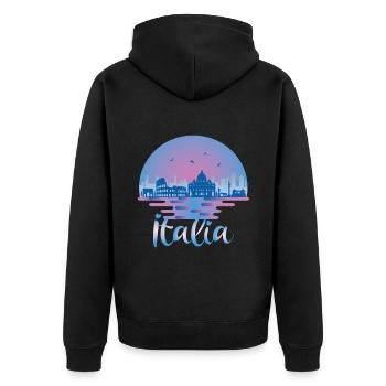 Italia Rome Skyline - Italy Travel - Unisex Premium Organic Zip Hoodie - black - Back - Nico (187cm)