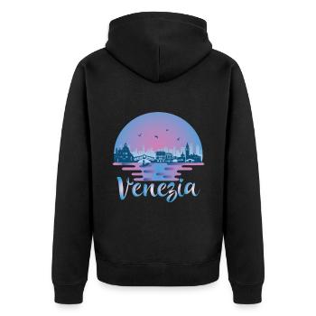 Venedig Venedig Skyline Italien Reisen Italien - Unisex Premium Bio Zip Hoodie - Schwarz - Hinten - Nico (187cm)