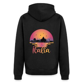 Italia Rome Skyline - Italy Travel - Unisex Premium Organic Zip Hoodie - black - Back - Nico (187cm)