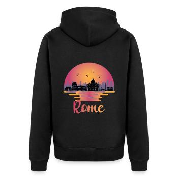 Rome Skyline - Italie Voyage - Roma Italia - Veste à capuche bio Premium Unisexe - noir - Dos - Nico (187cm)