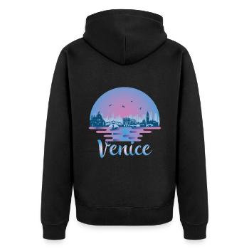 Venedig Italien Venedig Skyline Italia Reisen - Unisex Premium Bio Zip Hoodie - Schwarz - Hinten - Nico (187cm)