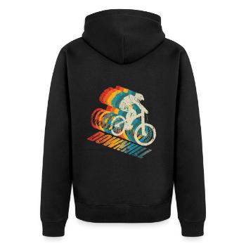 Downhill Mountain Biker MTB - Unisex Premium Organic Zip Hoodie - black - Back - Nico (187cm)