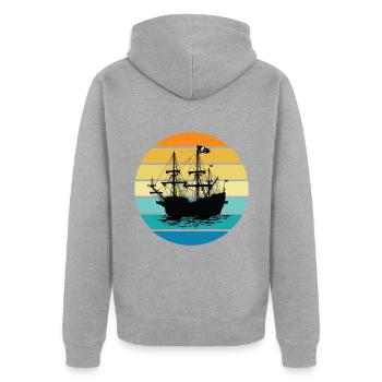 Bateau pirate - Veste à capuche bio Premium Unisexe - gris chiné - Dos - Nico (187cm)