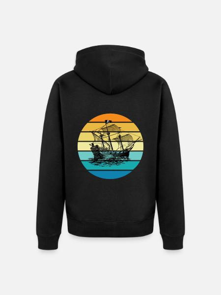 Pirate Ship - Unisex Premium Organic Zip Hoodie - black