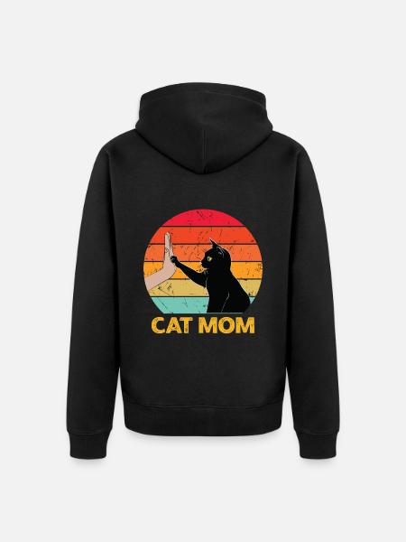 Cat Mom - Cat High Five - Veste à capuche bio Premium Unisexe - noir