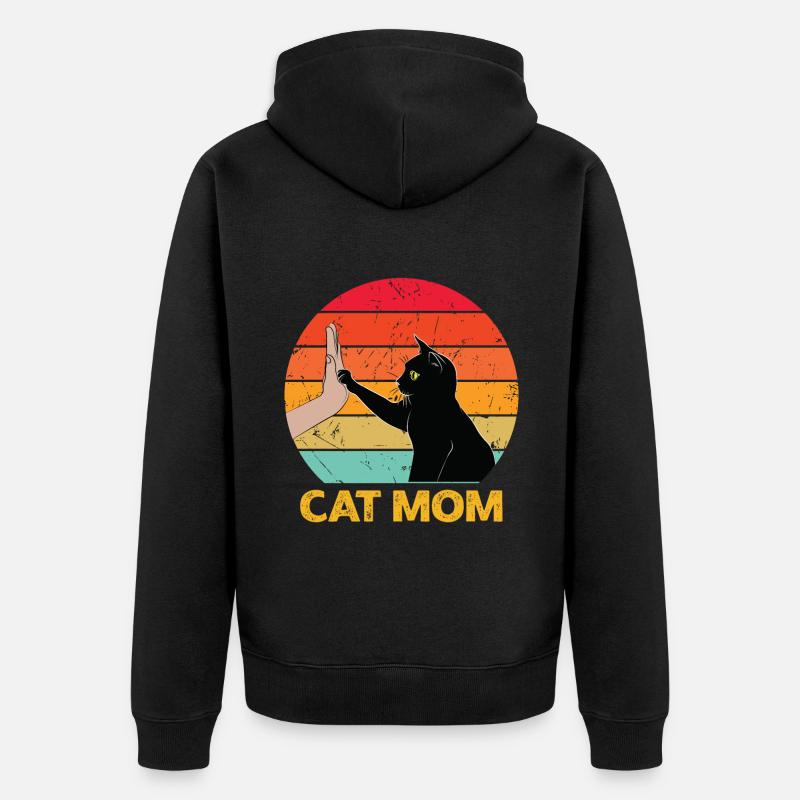 Cat Mom - Cat High Five - Unisex Premium Bio Zip Hoodie - Schwarz