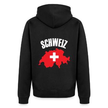 Schweiz - Switzerland Map Swiss Flag - Unisex Premium Organic Zip Hoodie - black - Back - Nico (187cm)