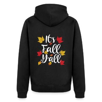 Es ist Herbst, ihr alle - Unisex Premium Bio Zip Hoodie - Schwarz - Hinten - Nico (187cm)
