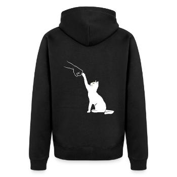 Cat Fist Bump - Unisex Premium Organic Zip Hoodie - black - Back - Nico (187cm)