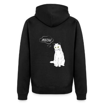Cat Meow - Cat Lover - Unisex Premium Organic Zip Hoodie - black - Back - Nico (187cm)