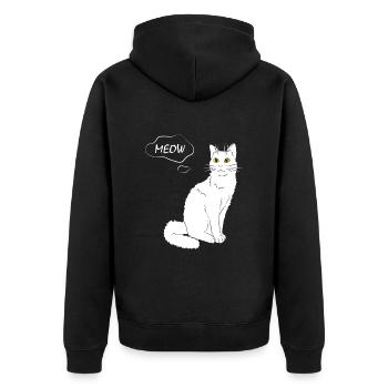 Cat Meow - Cat Lover - Unisex Premium Organic Zip Hoodie - black - Back - Nico (187cm)