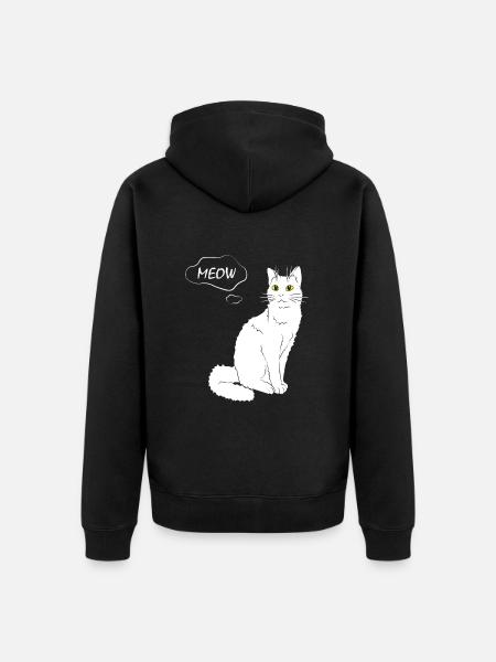 Cat Meow - Cat Lover - Unisex Premium Organic Zip Hoodie - black