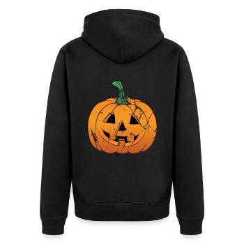 Kürbis-Kürbis-Laterne - Unisex Premium Bio Zip Hoodie - Schwarz - Hinten - Nico (187cm)
