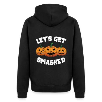 Let's Get Smashed Halloween-Kürbis - Unisex Premium Bio Zip Hoodie - Schwarz - Hinten - Nico (187cm)