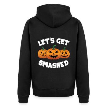 Lass uns zerschlagene Kürbisse bekommen - Unisex Premium Bio Zip Hoodie - Schwarz - Hinten - Nico (187cm)
