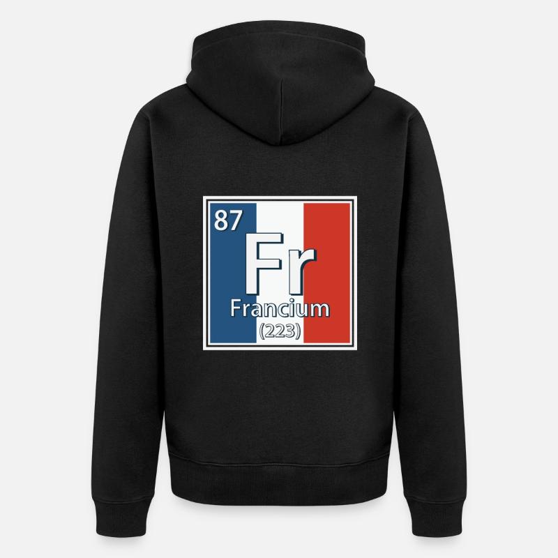 Tableau périodique des éléments francium - Veste à capuche bio Premium Unisexe - noir