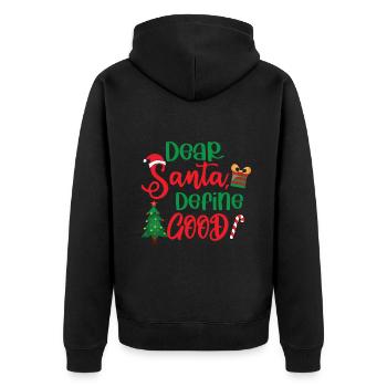 Dear Santa Define Good - Unisex Premium Organic Zip Hoodie - black - Back - Nico (187cm)