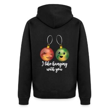 Ich hänge gerne mit dir lustige Weihnachtsdekoration ab - Unisex Premium Bio Zip Hoodie - Schwarz - Hinten - Nico (187cm)