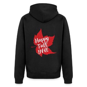 Frohen Herbst euch allen - Unisex Premium Bio Zip Hoodie - Schwarz - Hinten - Nico (187cm)