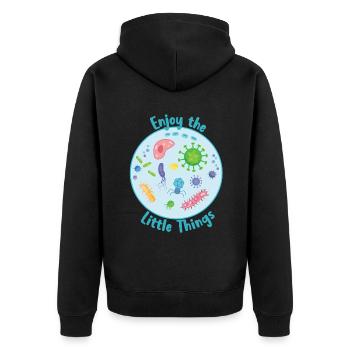 Enjoy The Little Things Funny Biology - Unisex Premium Organic Zip Hoodie - black - Back - Nico (187cm)