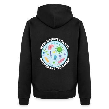 What Doesn't Kill You Mutates Funny Biology - Unisex Premium Organic Zip Hoodie - black - Back - Nico (187cm)