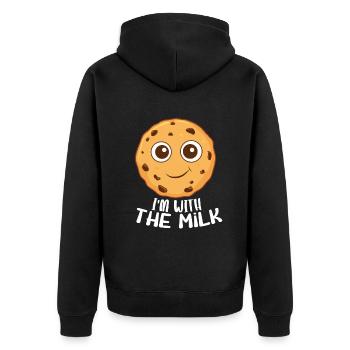Süßer Keks - Ich bin mit der Milch - Unisex Premium Bio Zip Hoodie - Schwarz - Hinten - Nico (187cm)