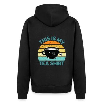 Das ist mein Tee-Shirt - Unisex Premium Bio Zip Hoodie - Schwarz - Hinten - Nico (187cm)